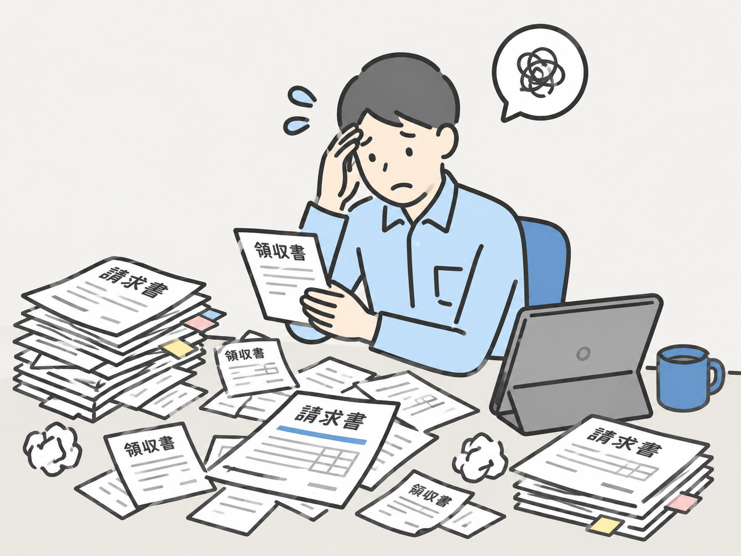 請求書と領収書の整理で困っている担当者